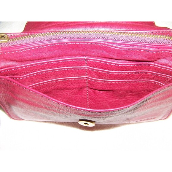 Leather Crossbody Wallet Purse Wristlet Burgundy Convertible Bag Removable Strap - Picture 7 of 16